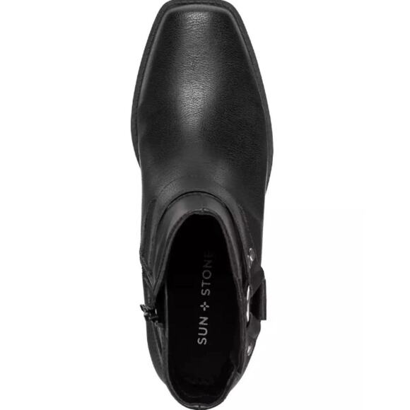 NEW Sun + Stone Women's Westinn Harness Booties Black Size 5.5M Square Toe - Picture 2 of 5